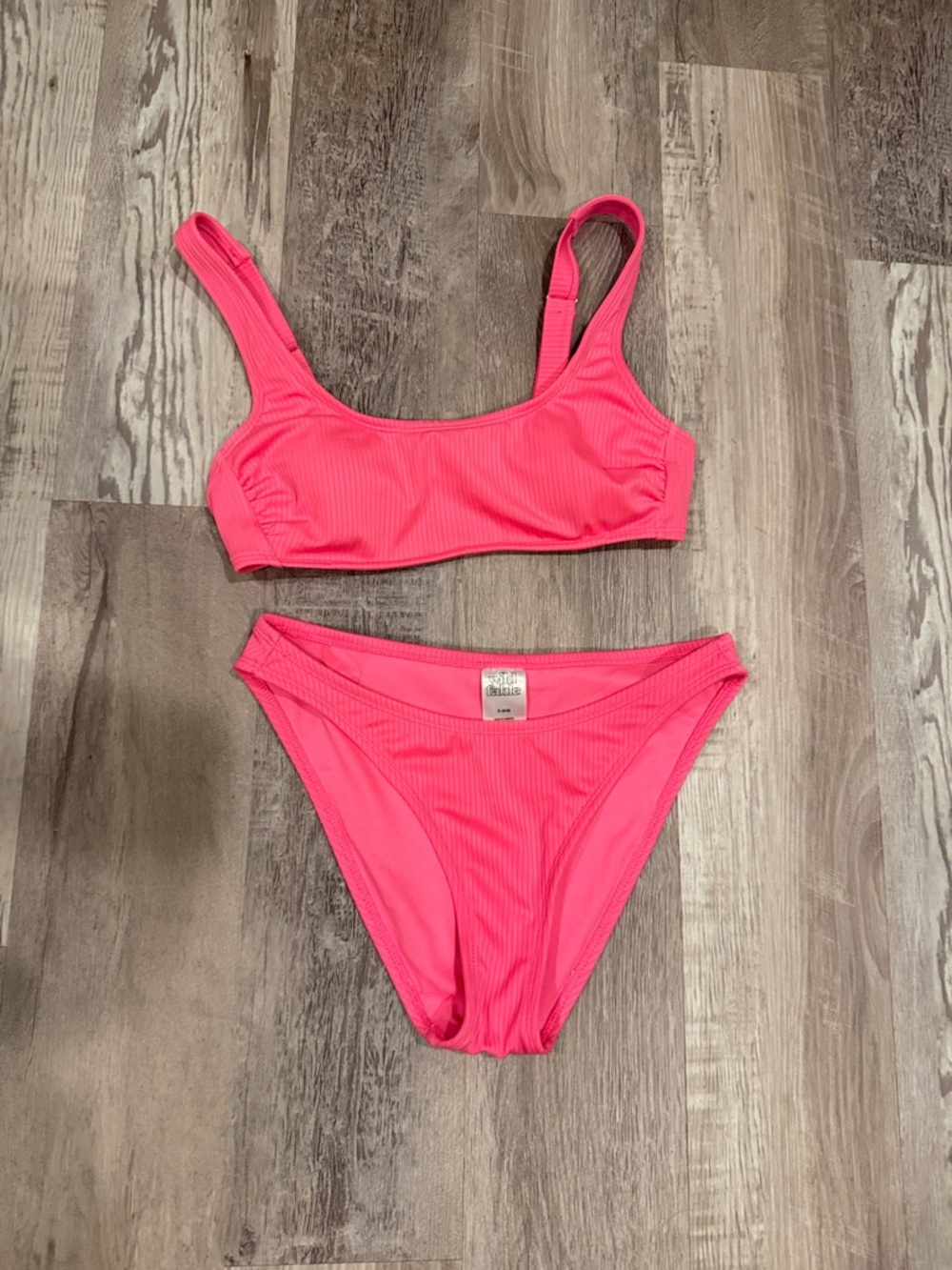 wild fable Hot Pink Ribbed Bikini Set
